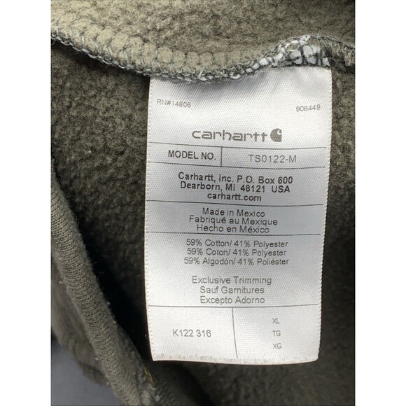 Carhartt Full Zip Fleece Hoodie Men Loose Fit Pockets Olive Green Worker Size XL - Picture 13 of 16